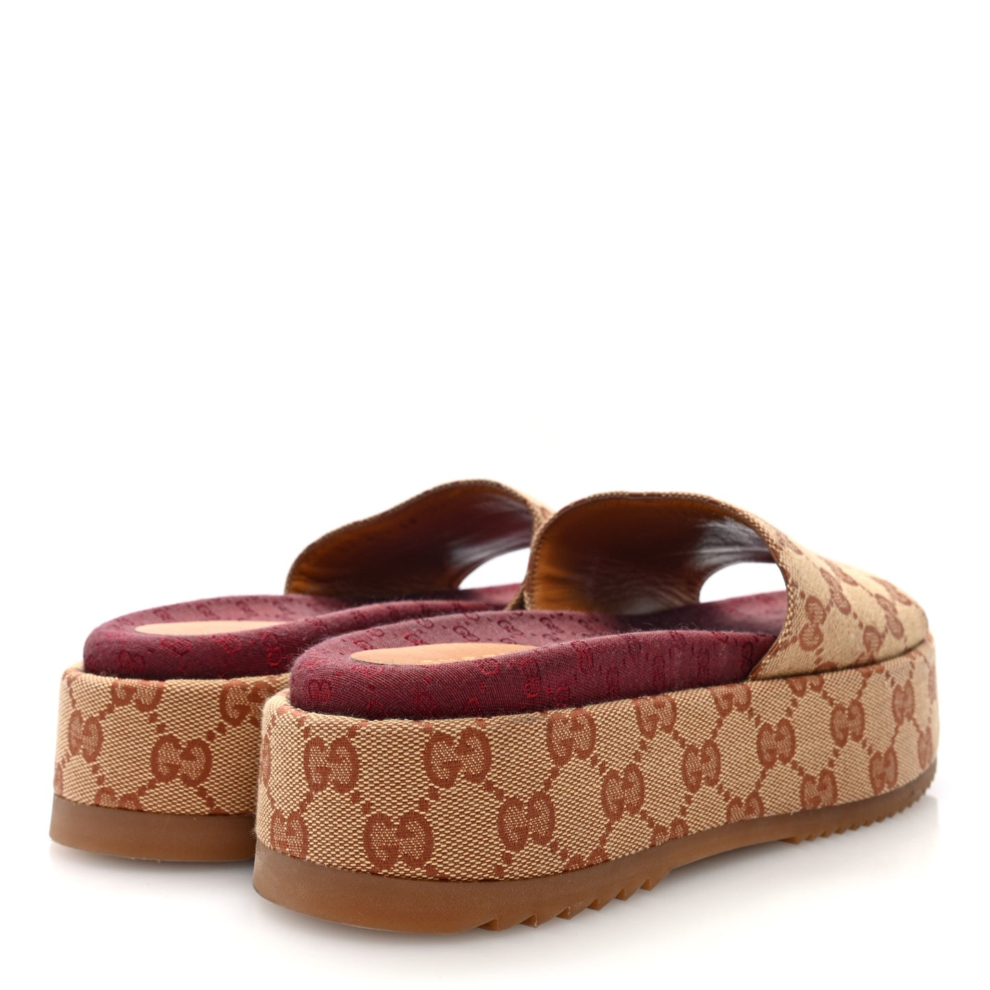 Canvas GG Monogram Angelina Platform Slide Sandals 38 Beige Ruggine 38 Beige Ruggine