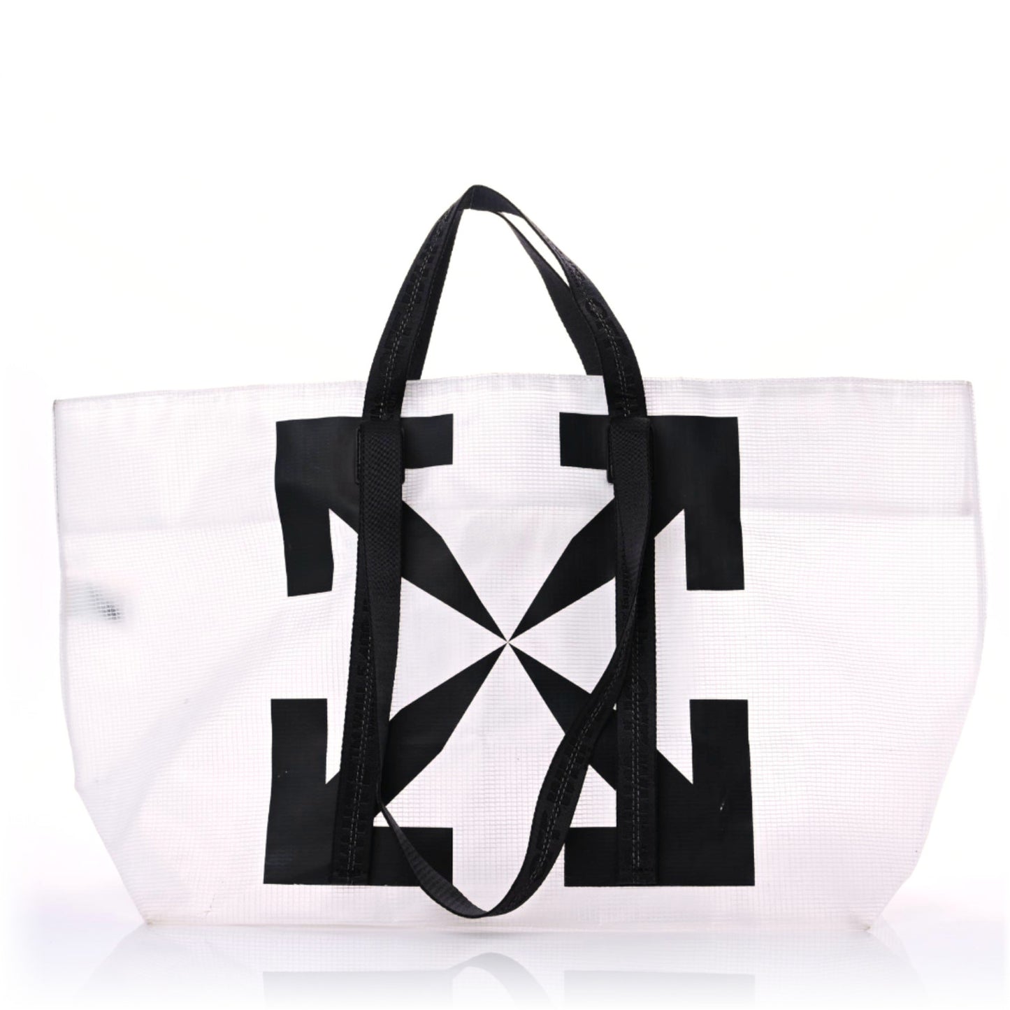 PVC Transparent Arrows Logo Tote Bag White Black