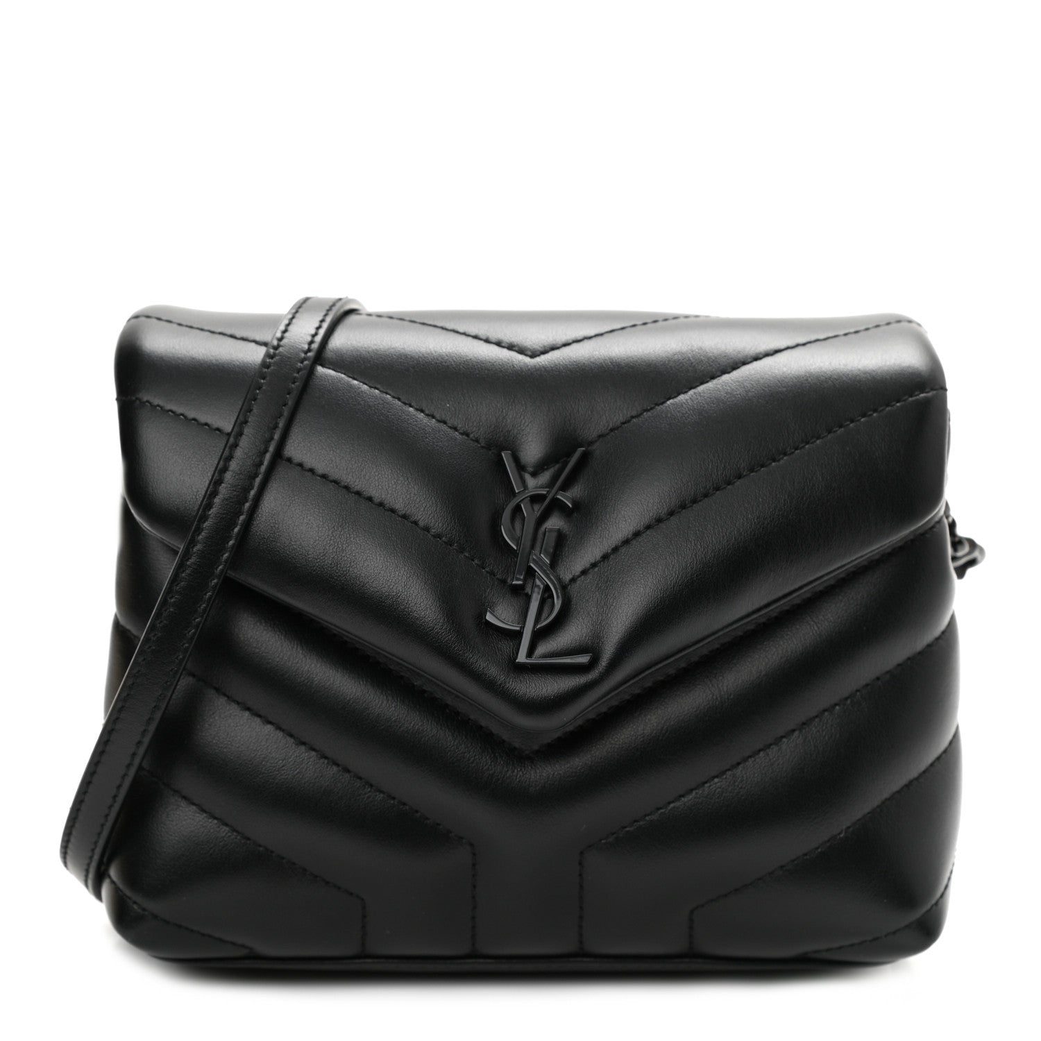 Saint Laurent Calfskin Y Quilted Monogram Toy Loulou Crossbody Bag Black 1 of 11
