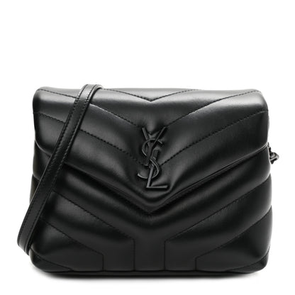 Saint Laurent Calfskin Y Quilted Monogram Toy Loulou Crossbody Bag Black 1 of 11