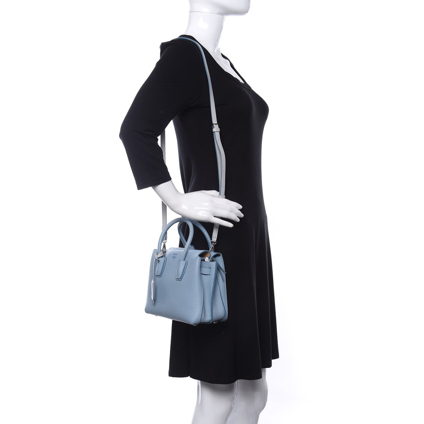 Grained Calfskin Mini Milla Tote Sky Blue