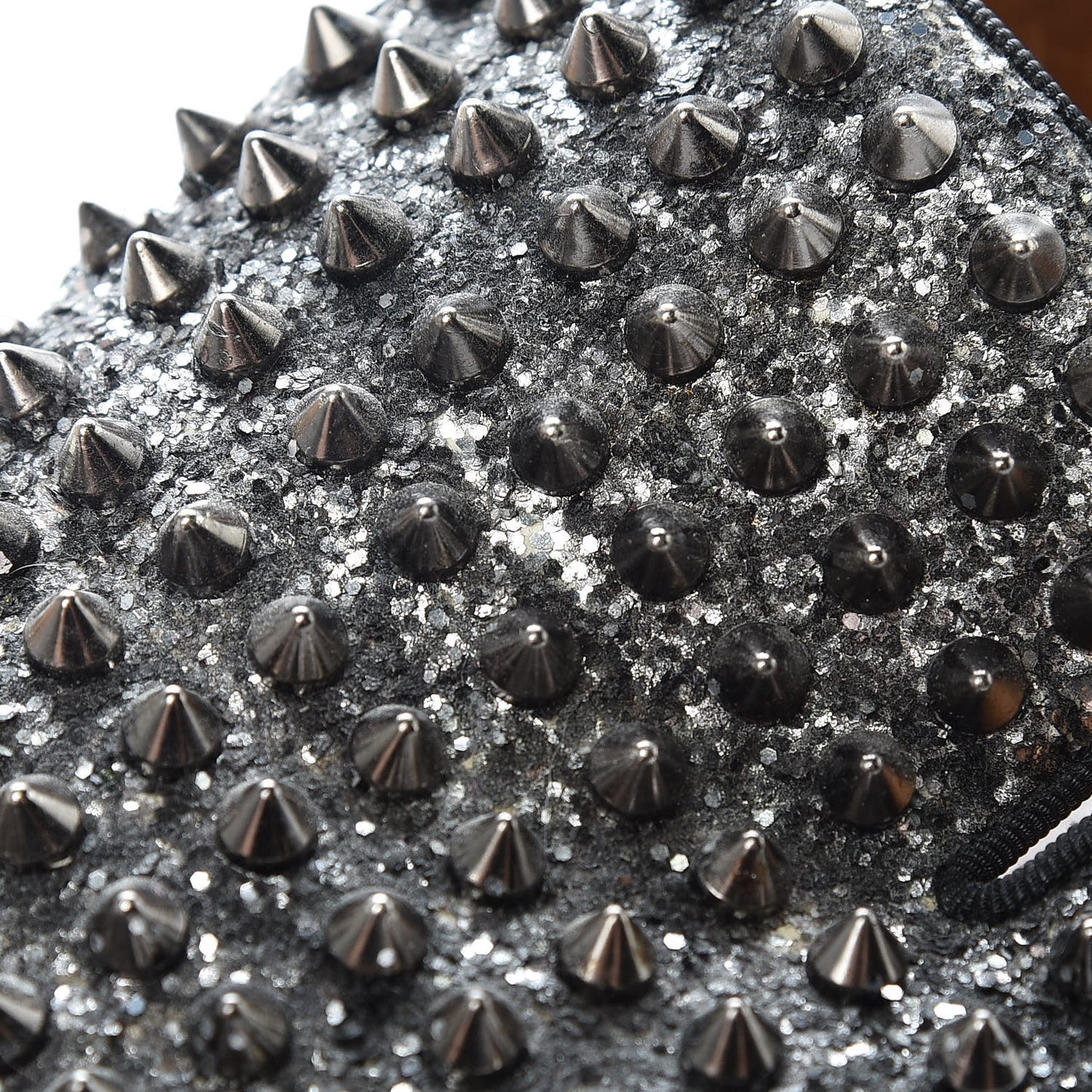 Glitter Mens Rollerboy Spikes Flat Loafers 43 Silver
