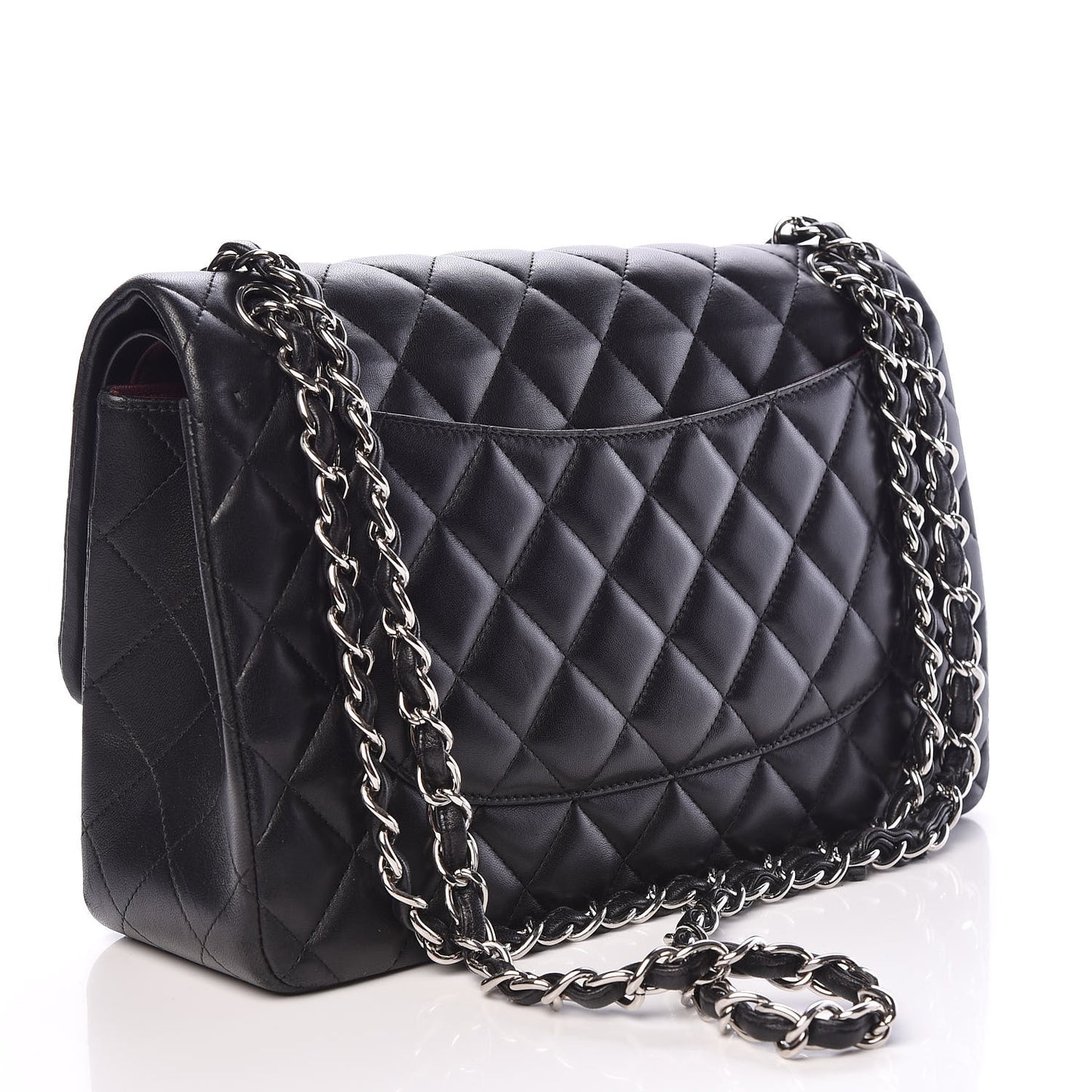 Lambskin Quilted Jumbo Double Flap Black