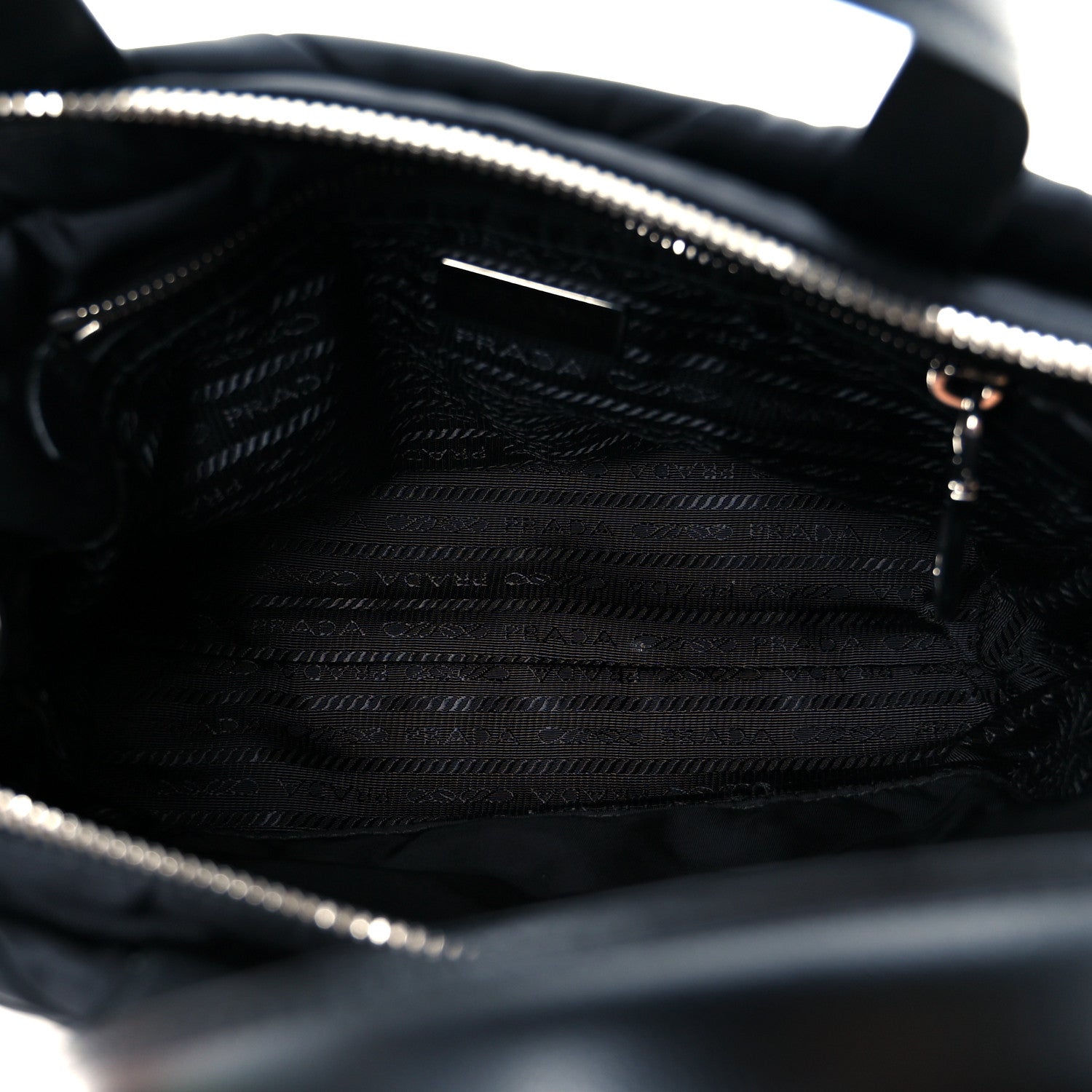 Prada Re-Nylon Nappa Triangle Quilted Padded Double Handled Zip Pocket Tote Black 5 of 13