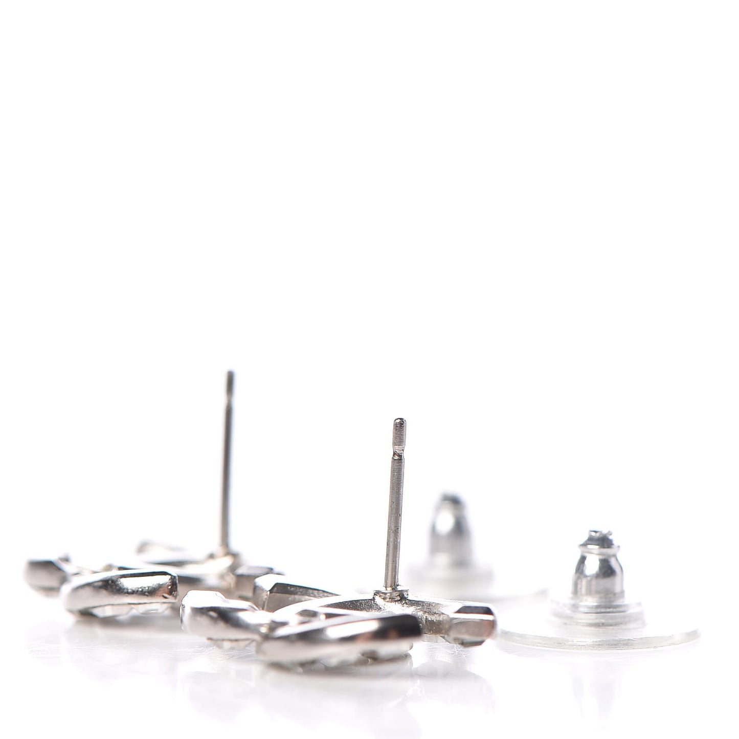 Baguette Crystal CC Earrings Silver