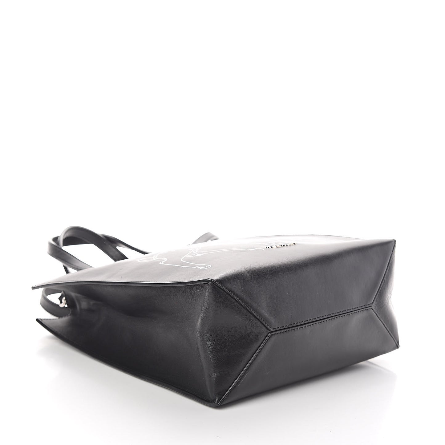 Calfskin Bambi Print Small Stargate Shopper Tote Black