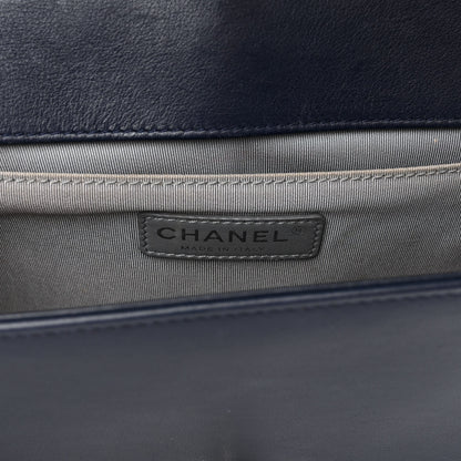 Chanel Calfskin Chevron Medium Boy Flap Navy 6 of 11