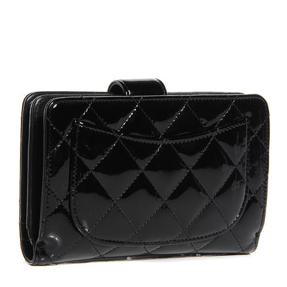 Chanel Patent Quilted Zip Pocket Wallet Black 3 of 8