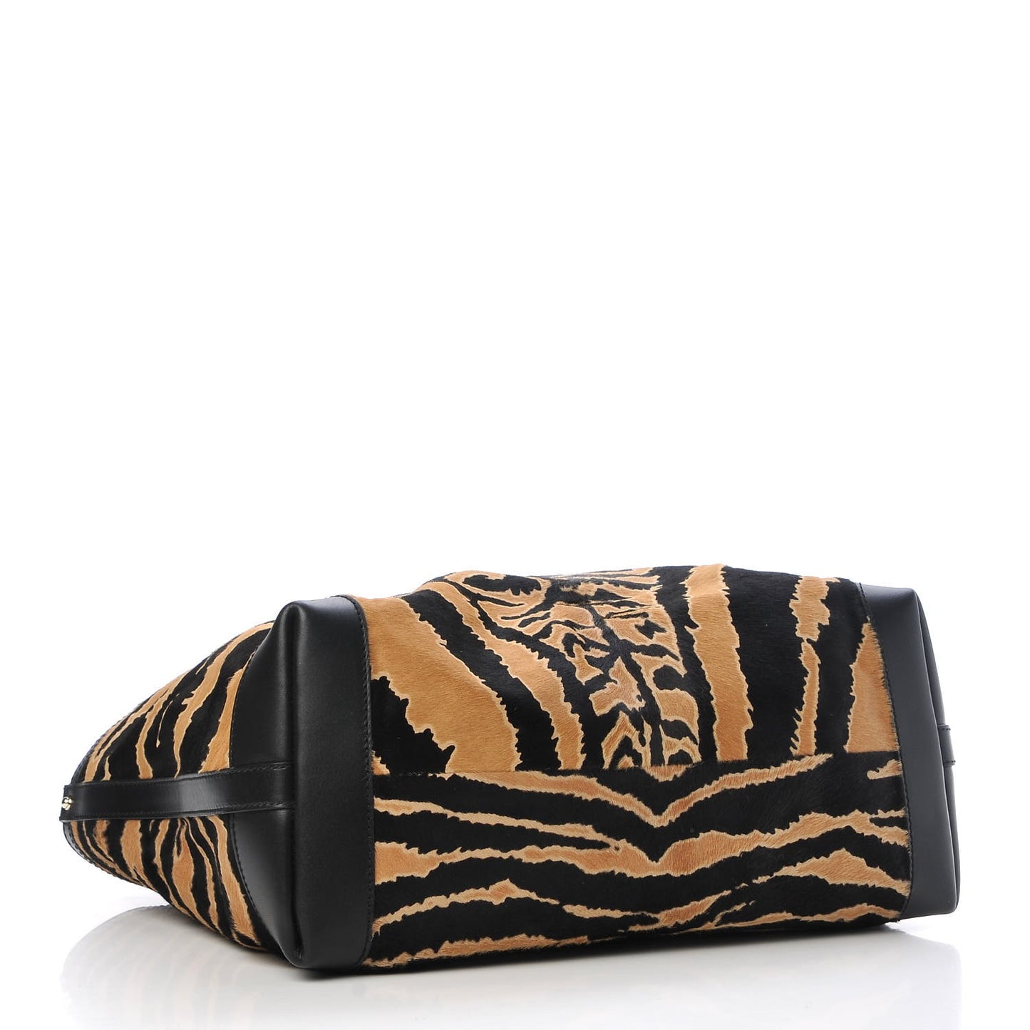 Calf Hair Zebra Print Medium Craft Tote Black
