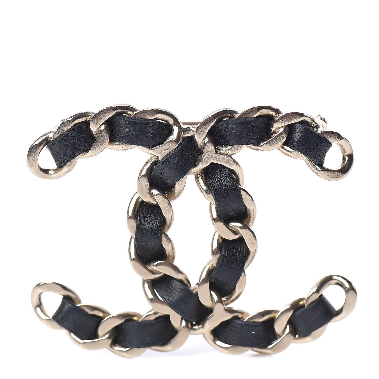 Chanel Lambskin Chain CC Brooch Black Gold 1 of 4