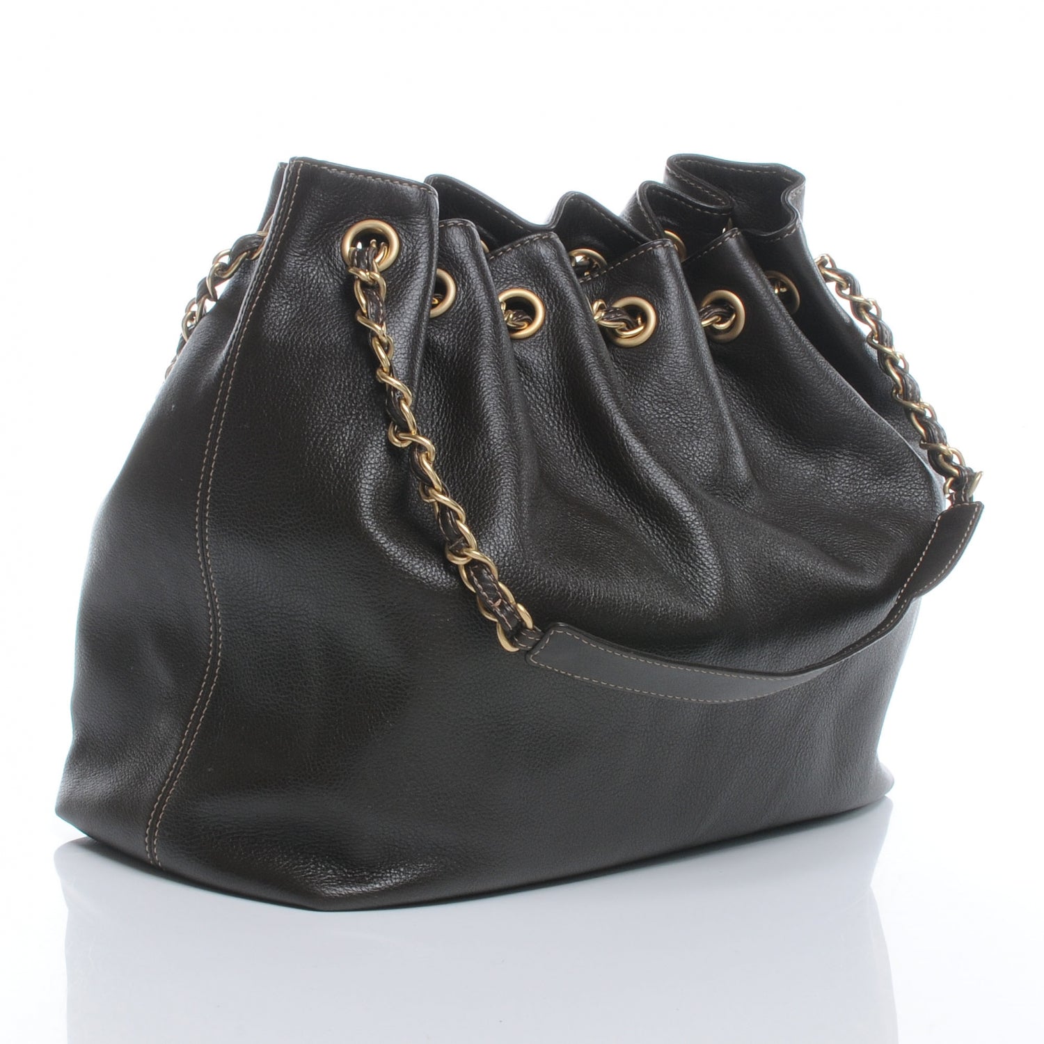 Chanel Calfskin CC Drawstring Bucket Bag Brown 3 of 8