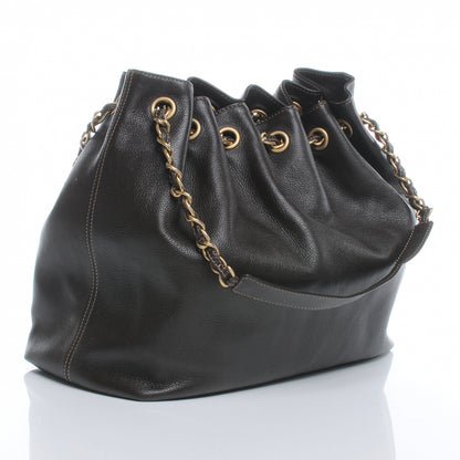 Chanel Calfskin CC Drawstring Bucket Bag Brown 3 of 8