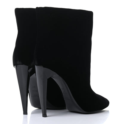 Saint Laurent Velvet Freja 105 Ankle Booties 38 Black 4 of 10