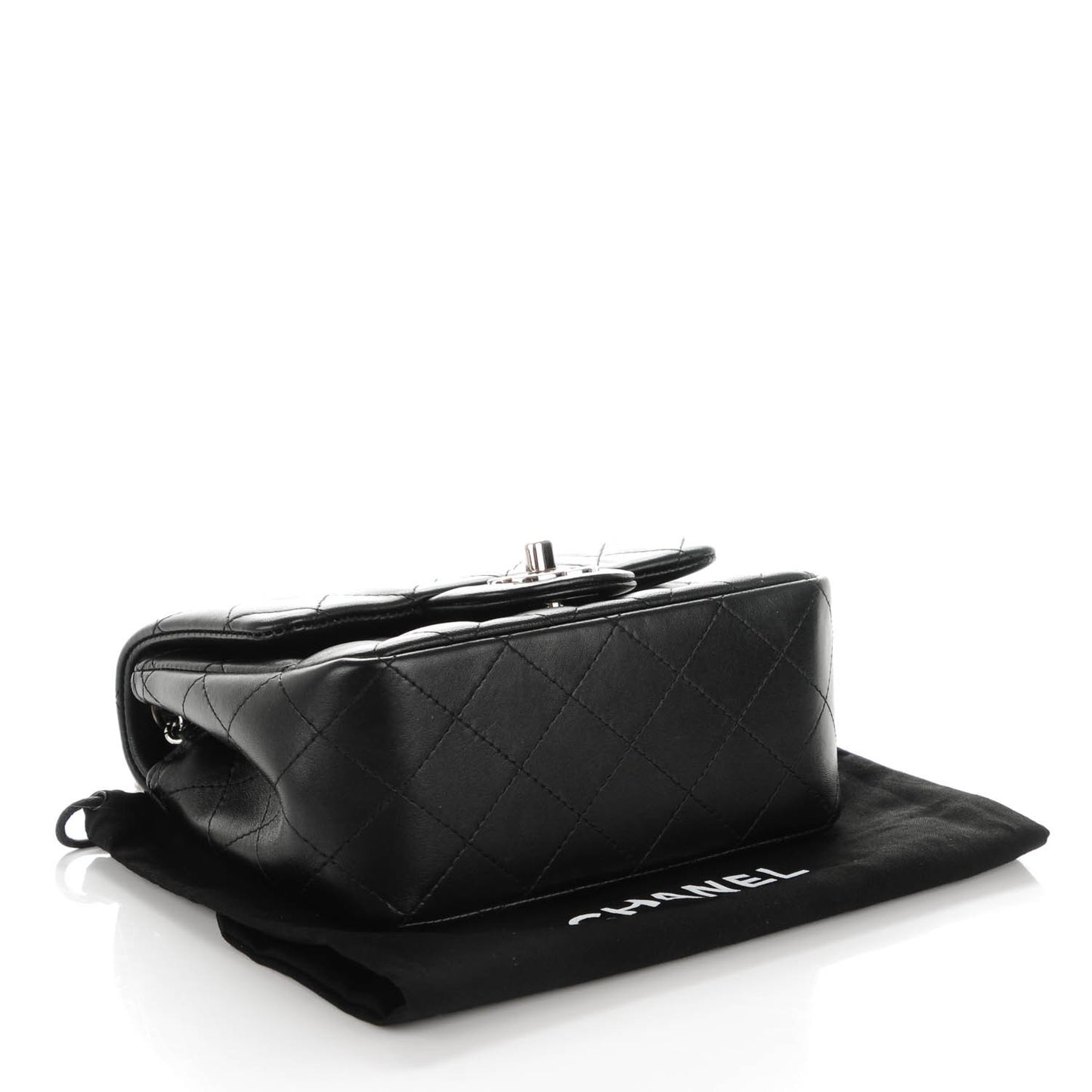 Lambskin Quilted Mini Square Flap Black