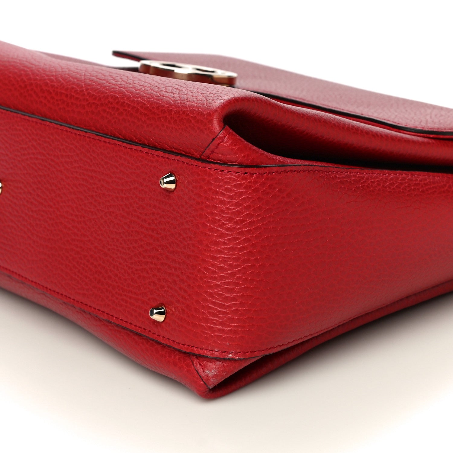 Gucci Dollar Calfskin Medium Interlocking G Top Handle Shoulder Bag Red 10 of 18