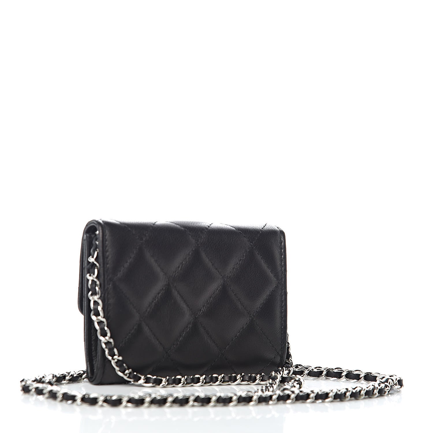 Chanel Lambskin Quilted Card Holder On Chain Black 3 of 9