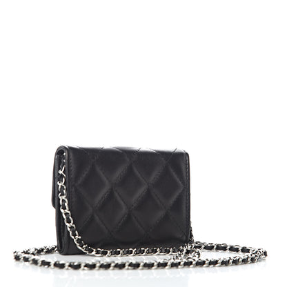 Chanel Lambskin Quilted Card Holder On Chain Black 3 of 9