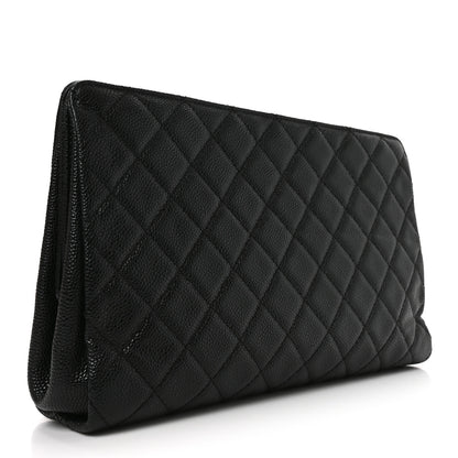 Chanel Caviar Quilted CC Large Clutch Black 3 of 10