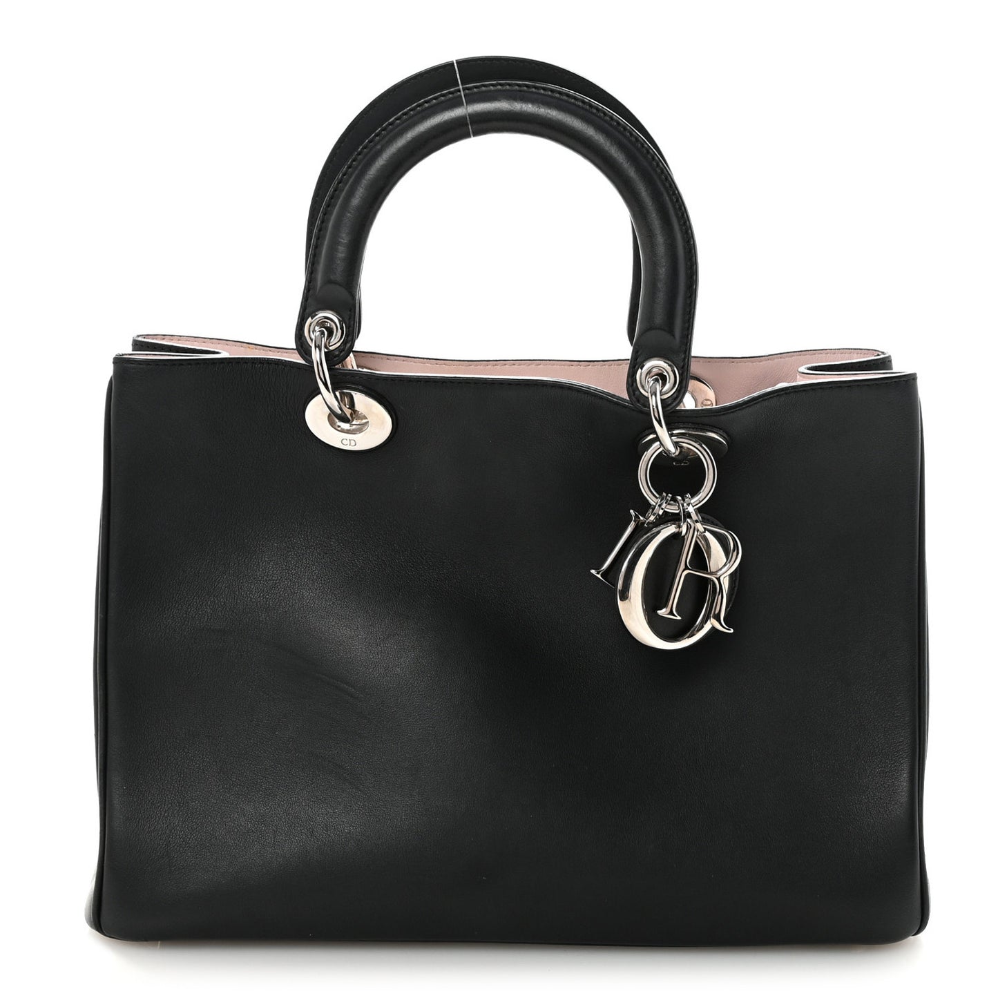 Smooth Calfskin Medium Diorissimo Tote Black Rose Poudre
