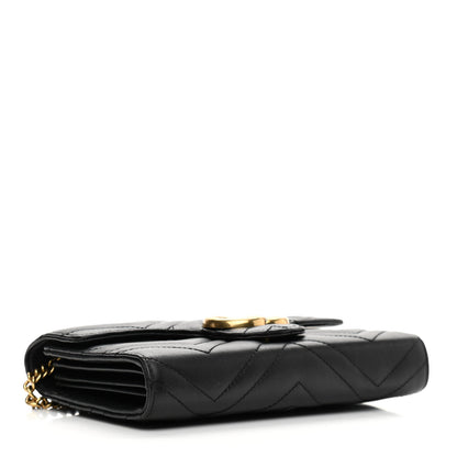 Gucci Calfskin Matelasse GG Marmont Chain Wallet Black 4 of 10