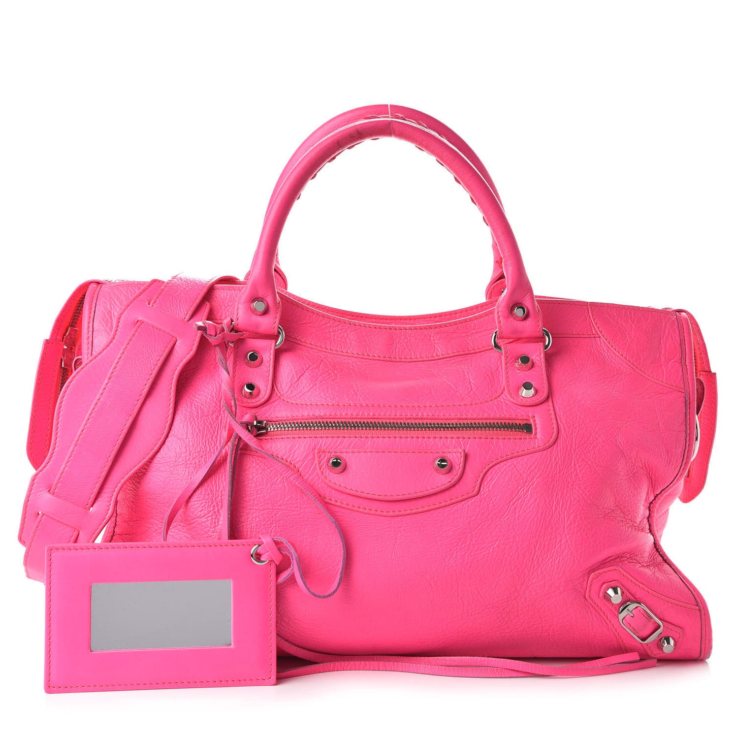 Agneau Classic Silver Hardware City Rose Fluo