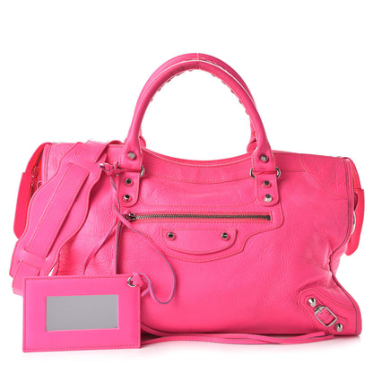 Balenciaga Agneau Classic Silver Hardware City Rose Fluo 1 of 10