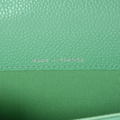 Chanel Caviar Chevron Quilted Card Holder Wallet Light Green 7 of 8