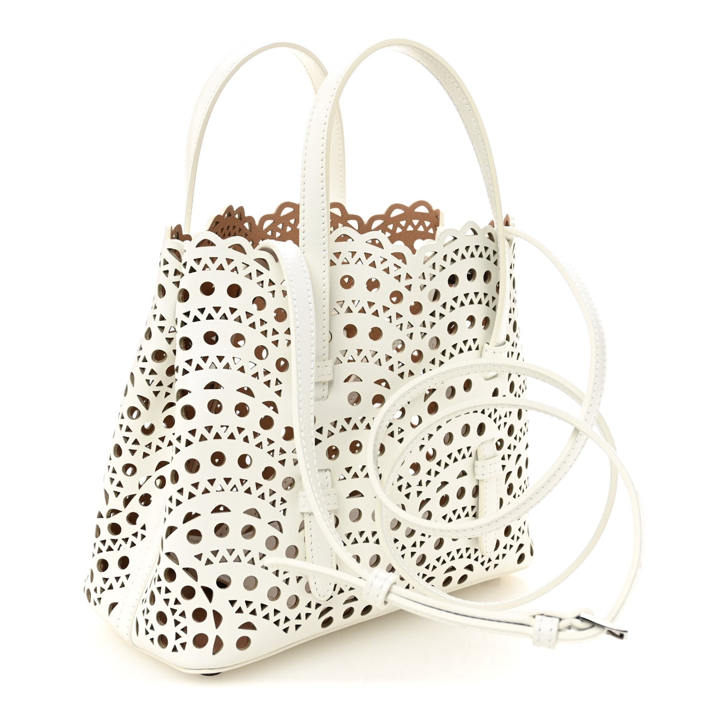 Calfskin Vienne Wave Mina 20 Bag Blanc Optique