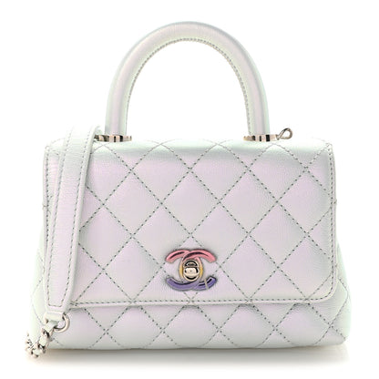 Chanel Iridescent Caviar Quilted Extra Mini Coco Handle Flap Light Blue 1 of 10