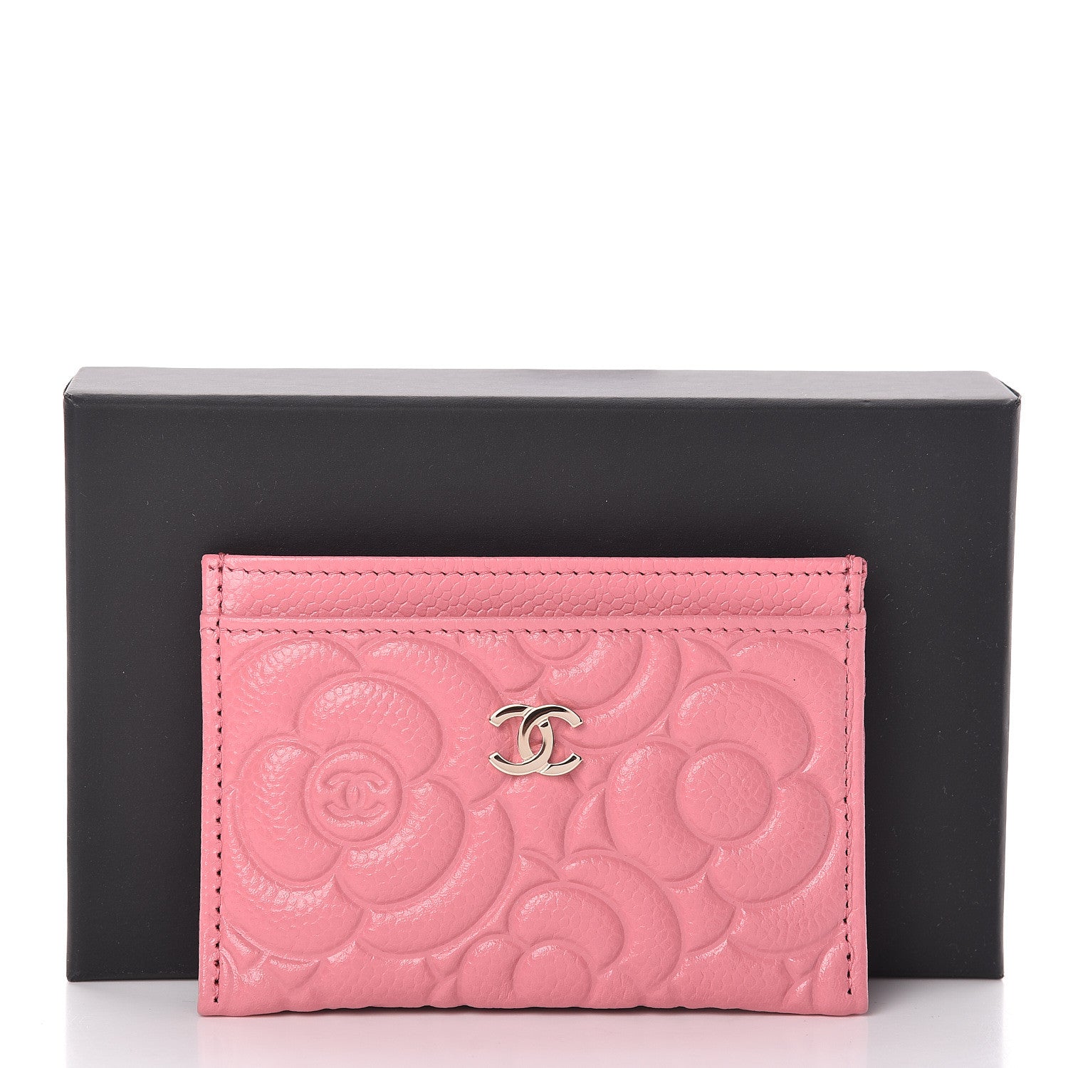 Chanel Caviar Camellia Embossed Card Holder Pink 9 of 9