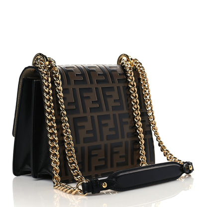 Fendi Vitello Liberty Bi-Color FF 1974 Embossed Small Kan U Shoulder Bag Maya Black 3 of 10