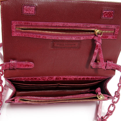 Nancy Gonzalez Crocodile Flap Crossbody Fuchsia 5 of 7