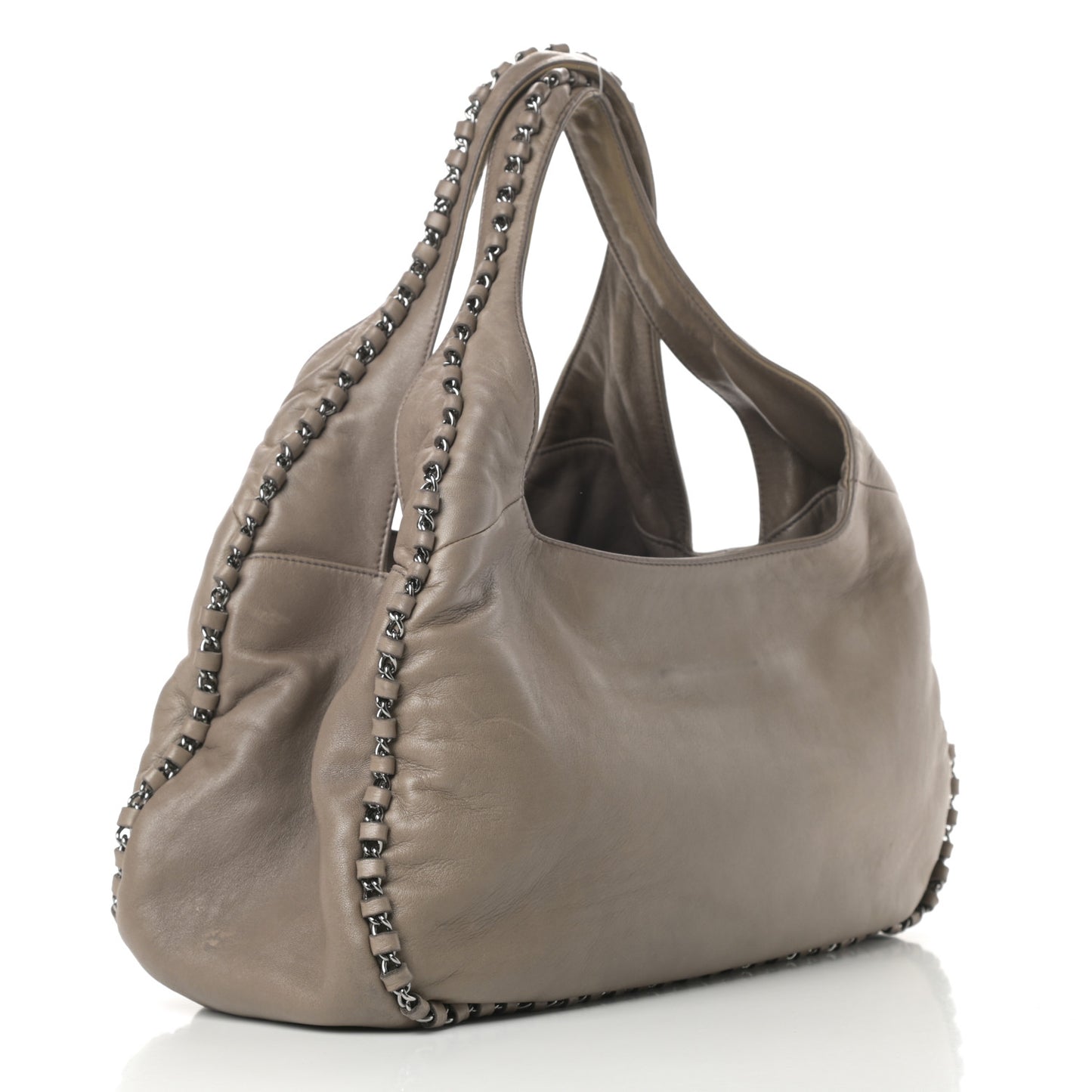 Lambskin Chain Hobo Grey