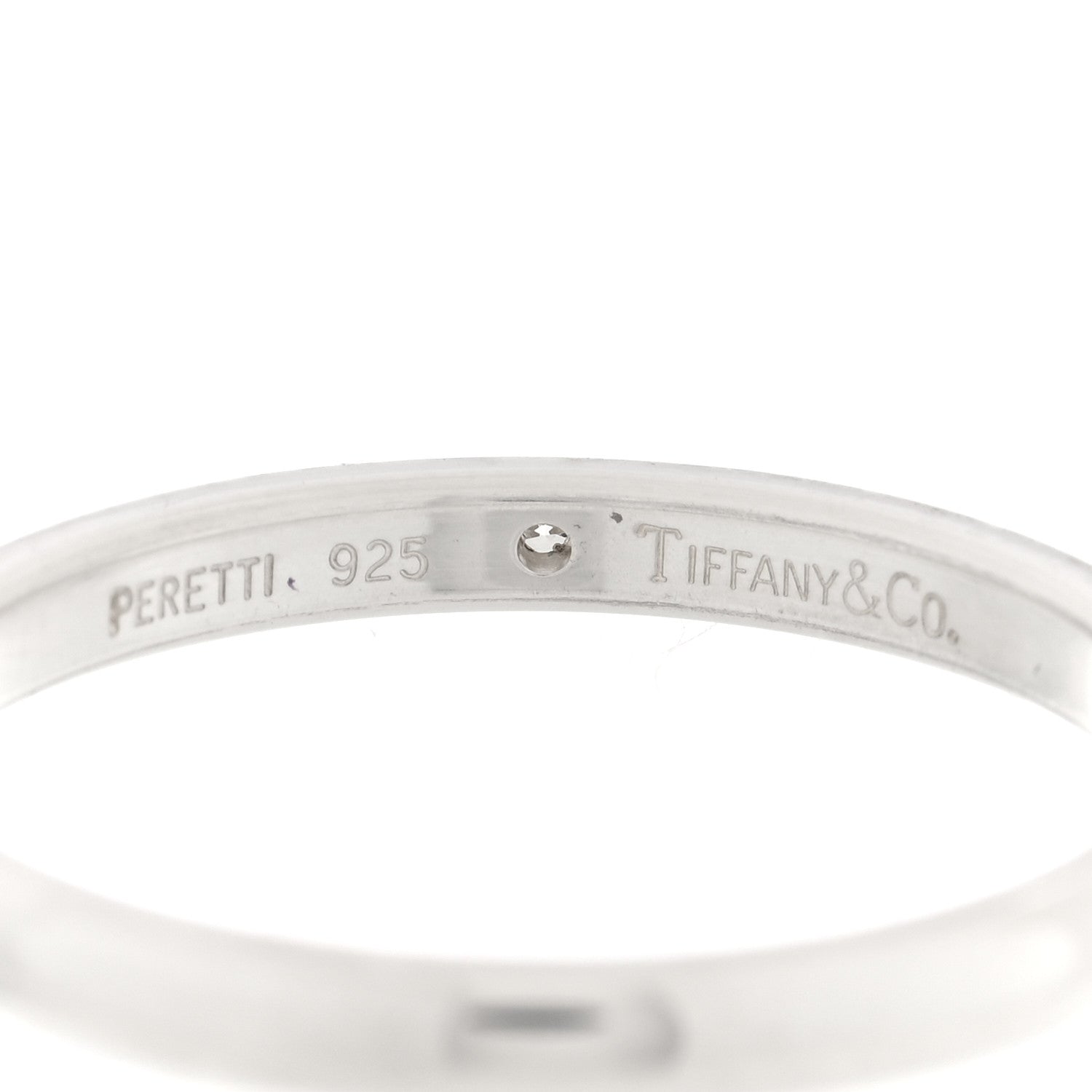 Tiffany Elsa Peretti Sterling Silver Diamond Band Ring 67 11.75 4 of 4