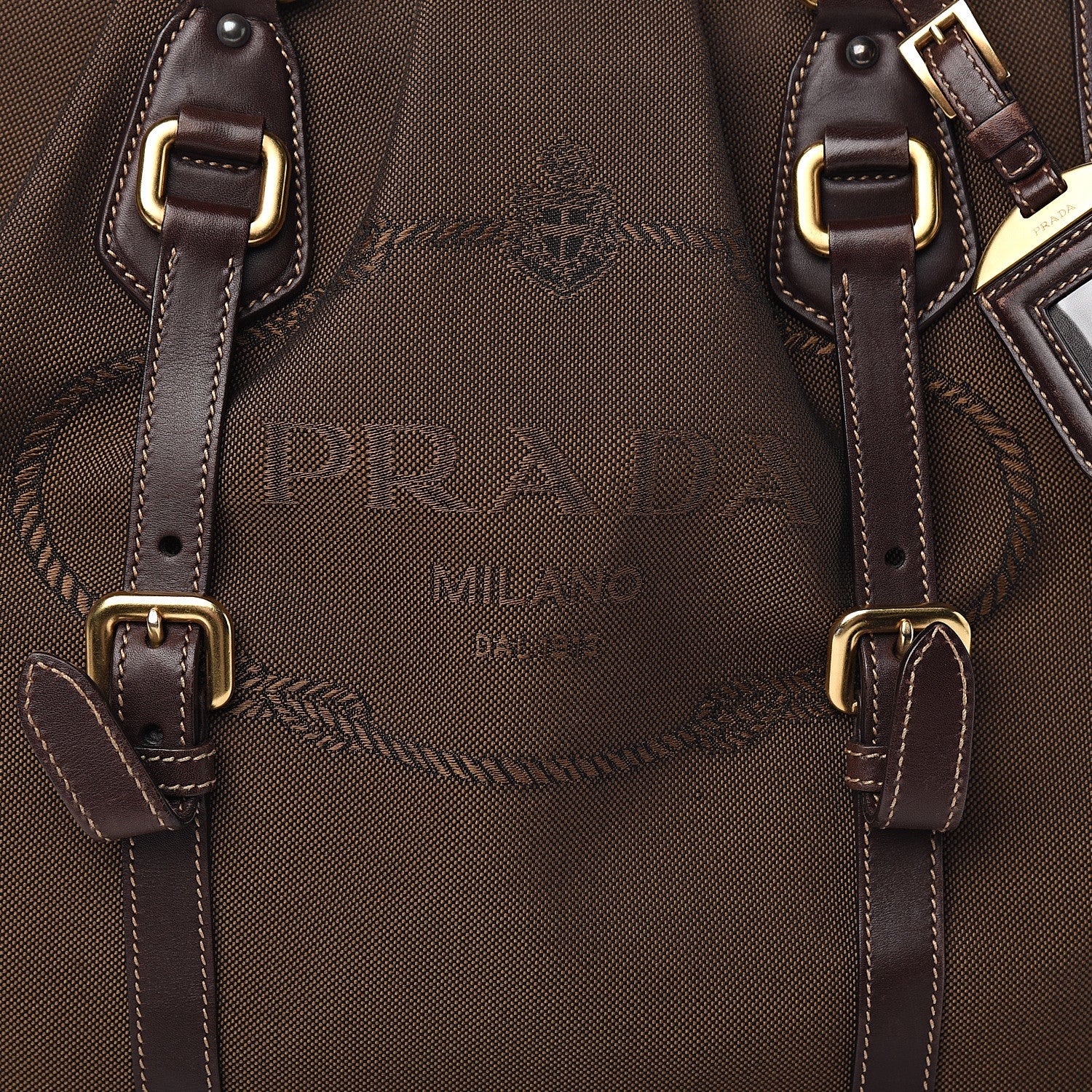 Prada Jacquard Logo Tote Brown 9 of 9