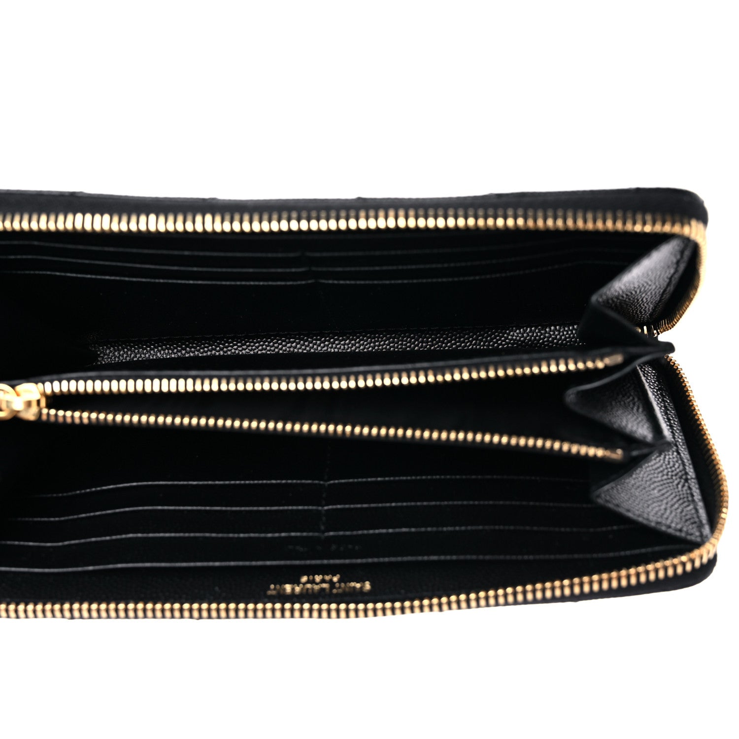 Saint Laurent Grain De Poudre Matelasse Chevron Monogram Zip Around Wallet Black 5 of 7