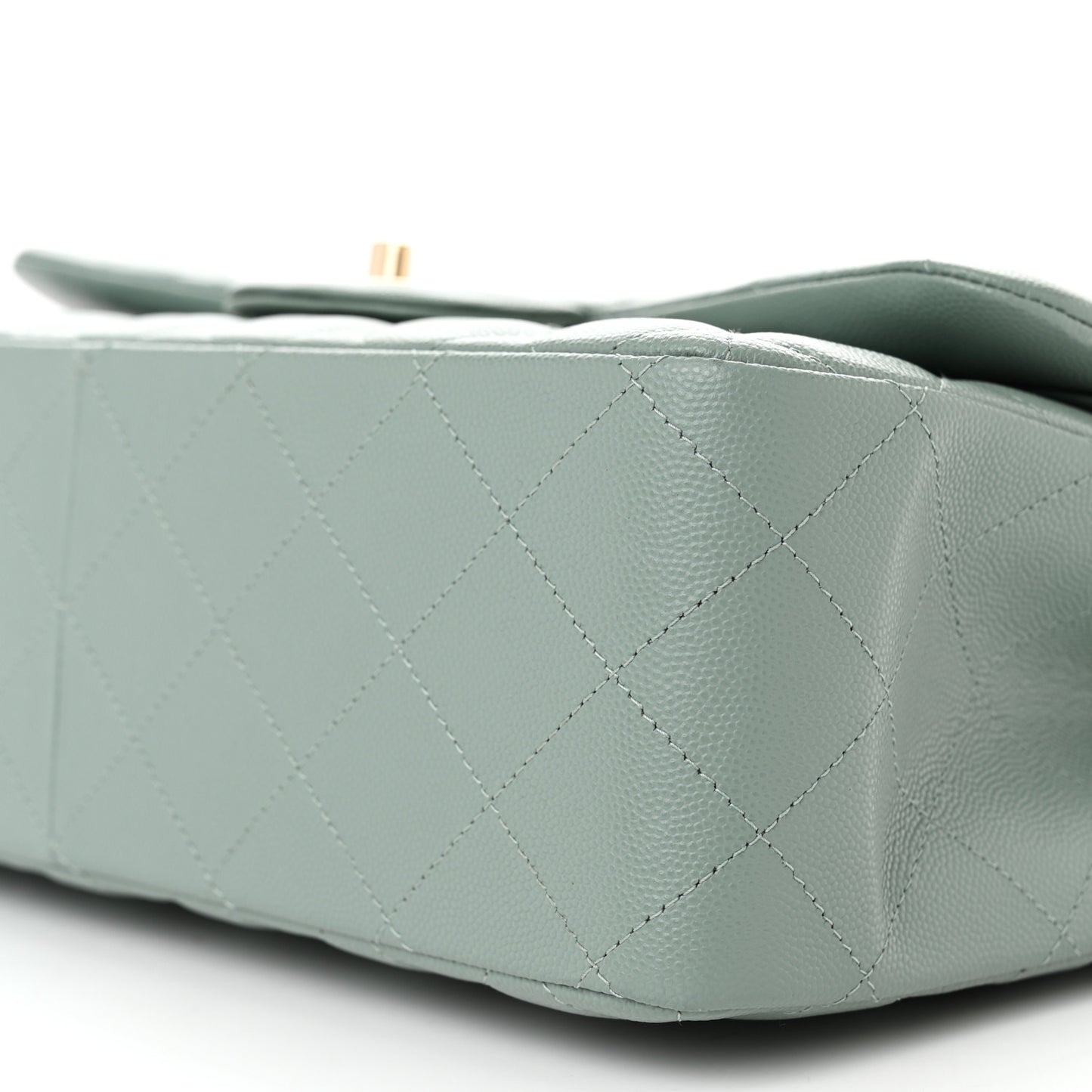 Caviar Quilted Jumbo Double Flap Dark Green
