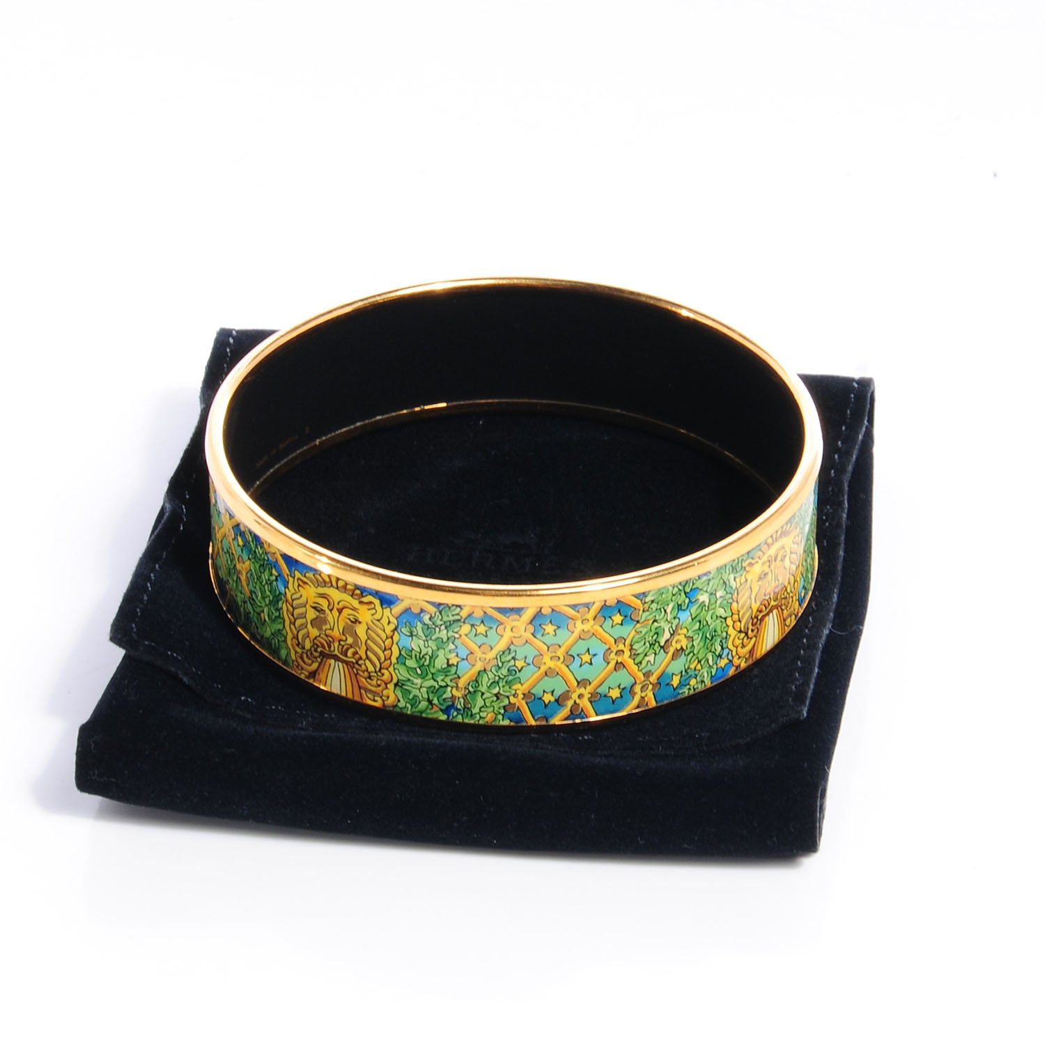 Hermes Enamel Printed Wide Bracelet Green 70 6 of 6
