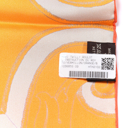 Hermes Silk Instruction Du Roy Bayadere Maxi Twilly Vermillion Orange 3 of 5