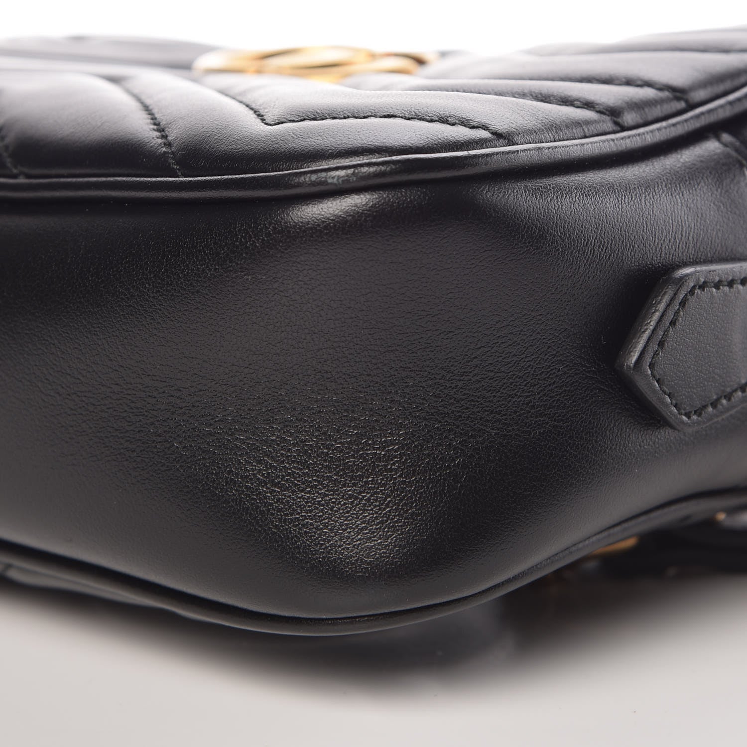 Gucci Calfskin Matelasse Mini GG Marmont Chain Shoulder Bag Black 9 of 10