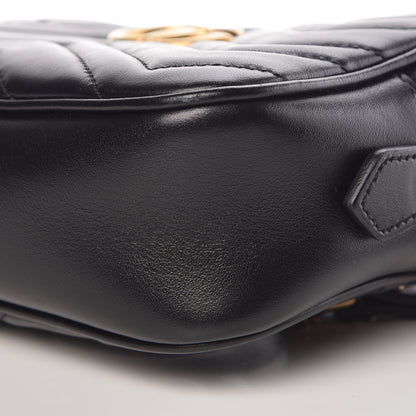 Gucci Calfskin Matelasse Mini GG Marmont Chain Shoulder Bag Black 9 of 10