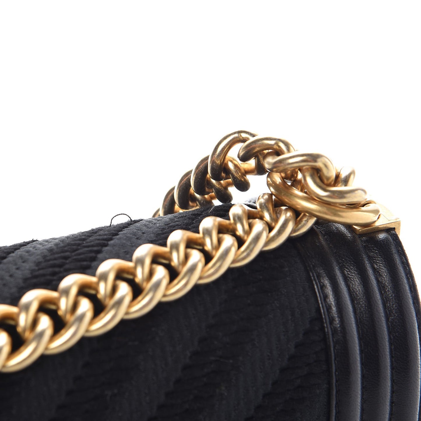 Fabric Chevron Braided Medium Boy Flap Black