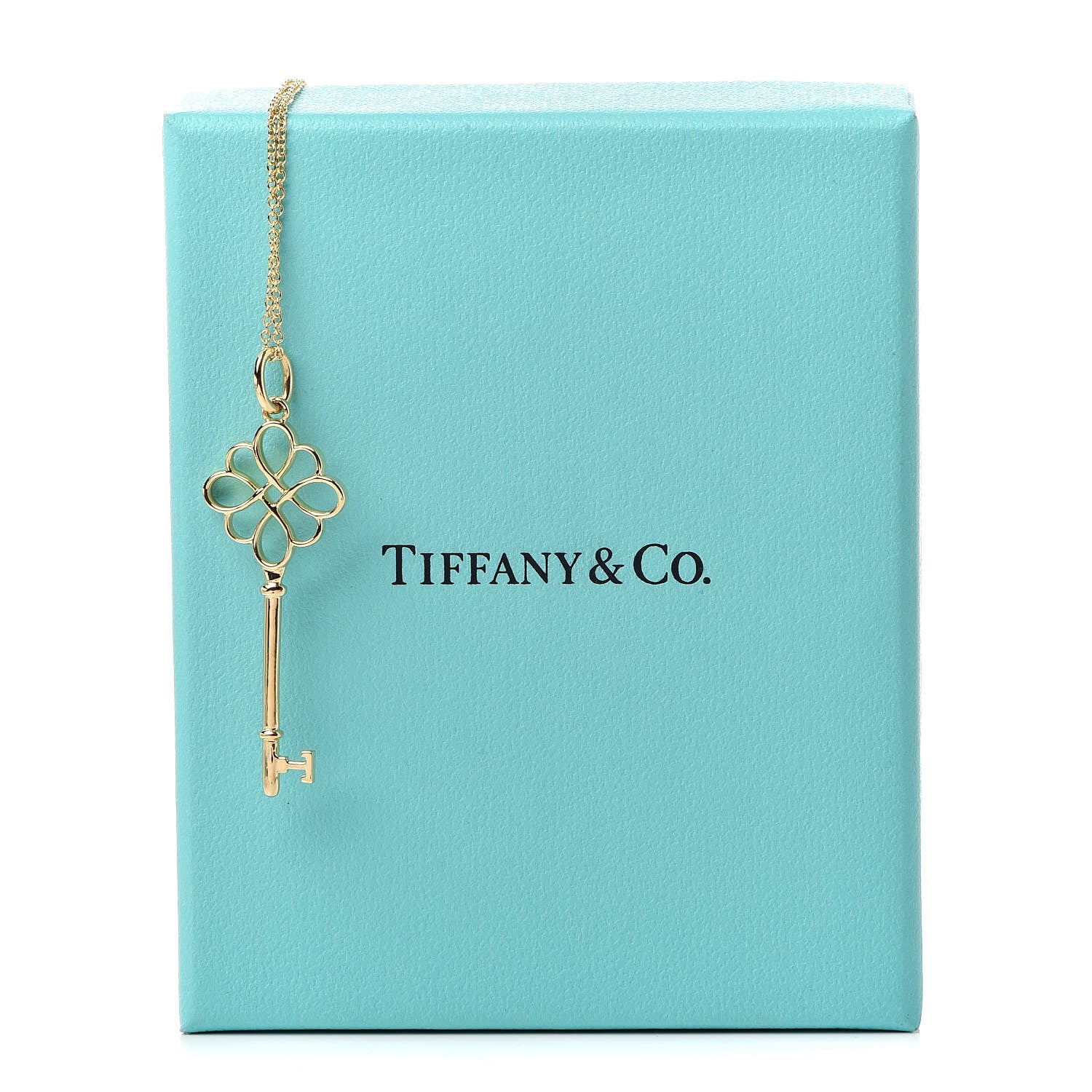 Tiffany 18K Yellow Gold Knot Key Pendant Necklace 7 of 7