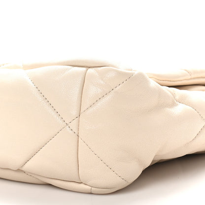 Chanel Lambskin Quilted Large Chanel 19 Flap Light Beige 10 of 11
