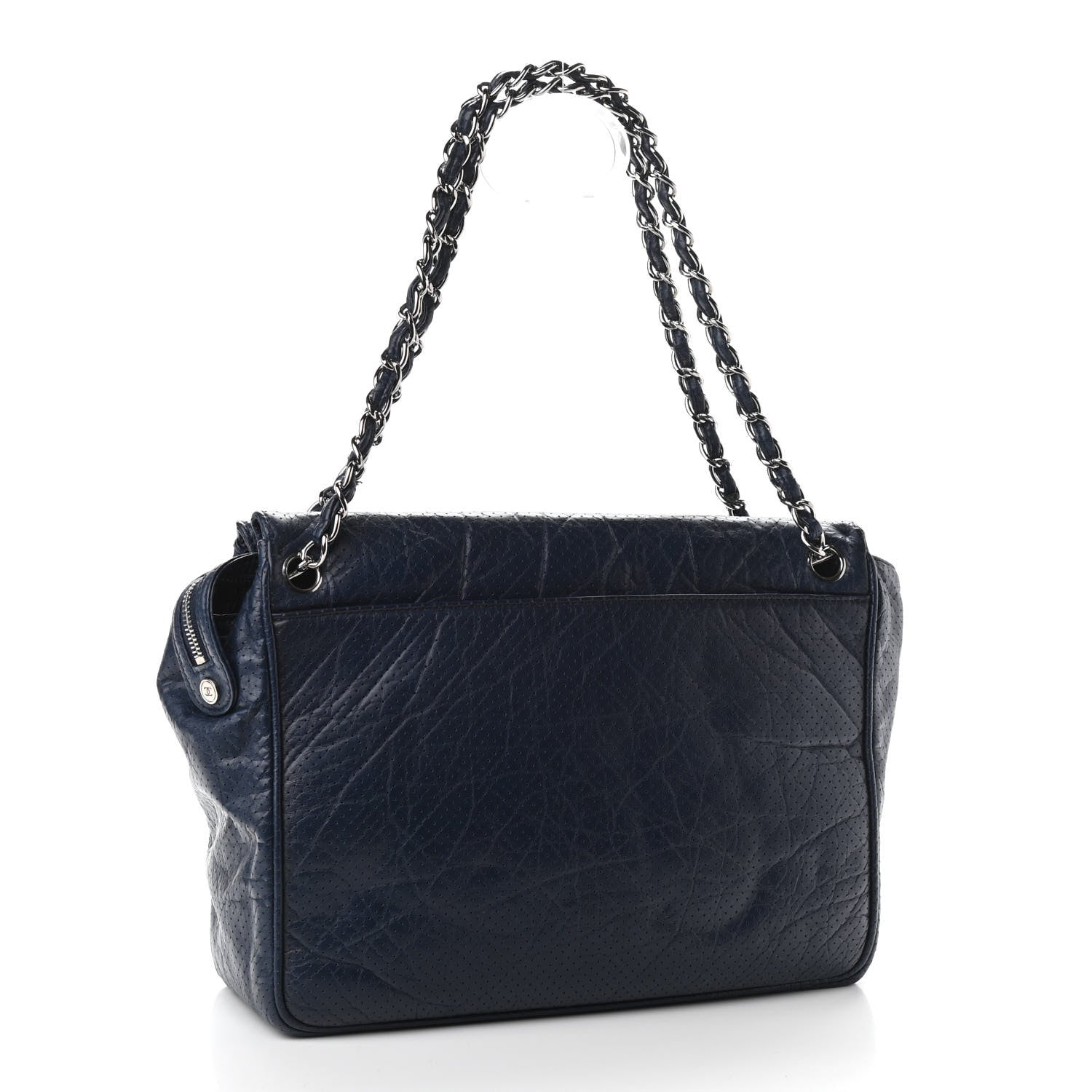 Chanel Calfskin Perforated Large 50's Satchel Marine Fonce 3 of 13