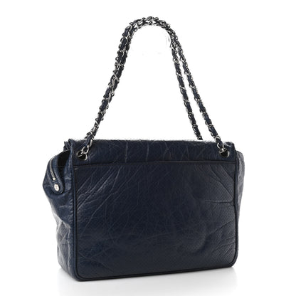 Chanel Calfskin Perforated Large 50's Satchel Marine Fonce 3 of 13