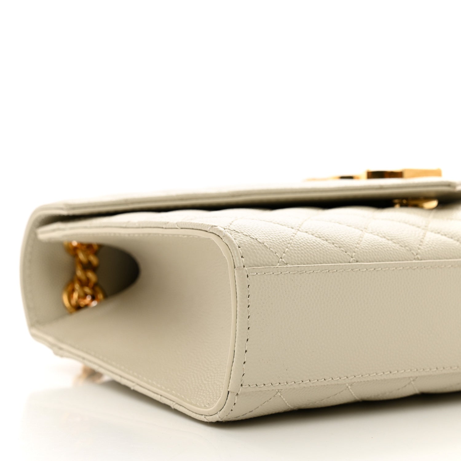 Saint Laurent Grain De Poudre Textured Mixed Matelasse Medium Triquilt Monogram Satchel Crema Soft 9 of 10
