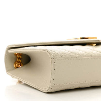 Saint Laurent Grain De Poudre Textured Mixed Matelasse Medium Triquilt Monogram Satchel Crema Soft 9 of 10