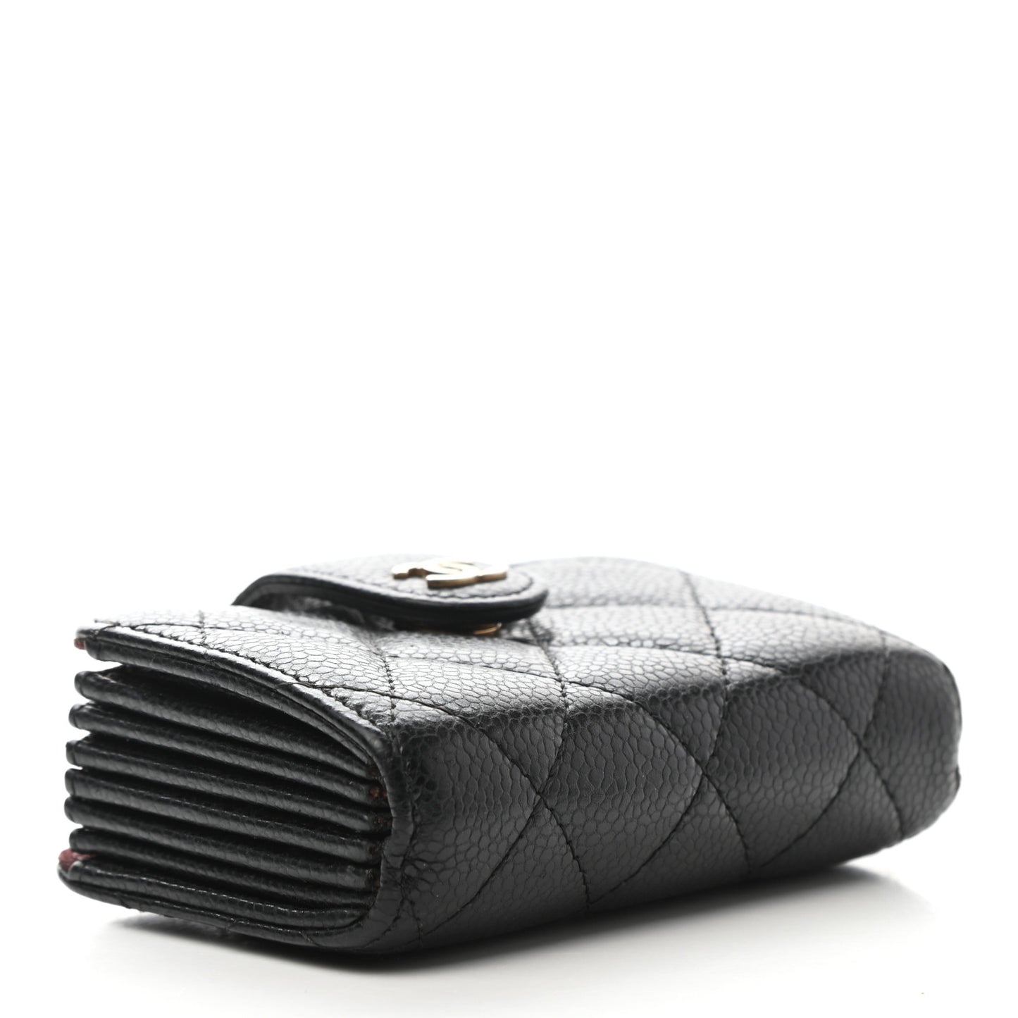 Caviar Quilted Gusseted Card Holder Black