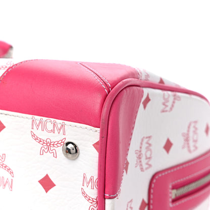 MCM Visetos Medium Boston Bag Pink White 9 of 15